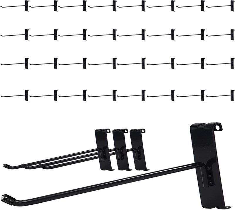 NEESEEYEE Gridwall Hooks 8 Inch, 32PC Heavy Duty Black Display Hooks for Grid Wall Panels, Grid Wall Accessory for Retail Store, Home Stroage, Garage, Trade Show - Image 1